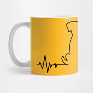 Minimal Cat & Dog Heartbeat line Mug